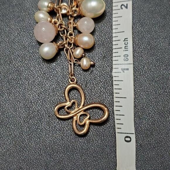 Sterling silver butterflies and freshwater pearl necklace - Picture 5 of 8